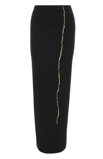 Шерстяная юбка-карандаш с контрастной вышивкой