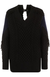Шерстяной пуловер с v-образным вырезом