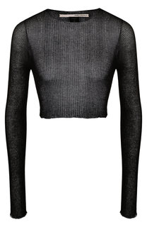 Укороченный хлопковый пуловер с круглым вырезом