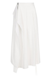 Льняная юбка-миди асимметричного кроя с оборками
