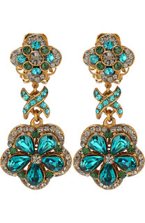 Серьги-клипсы с подвесками и отделкой из кристаллов