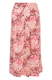 Шелковая юбка-миди с цветочным принтом