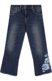 Расклешенные джинсы с вышивкой