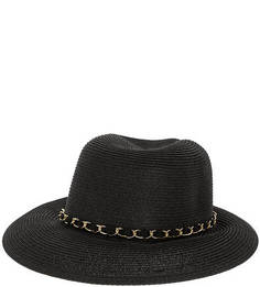Шляпа Плетеная черная шляпа с металлическим декором Fabretti