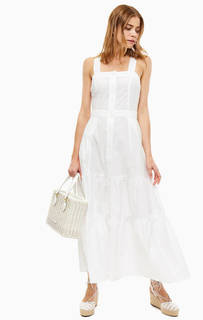 Платье Белое платье-сарафан с ярусной юбкой United Colors of Benetton