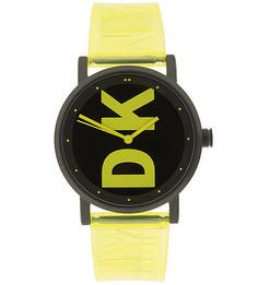 Часы Кварцевые часы с желтым силиконовым ремешком Dkny