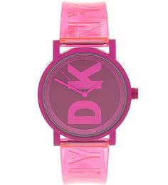 Часы Кварцевые часы с силиконовым ремешком цвета фуксии Dkny