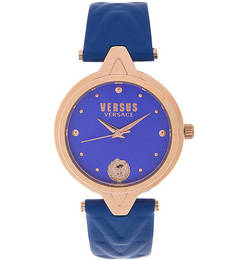 Часы Кварцевые часы с синим кожаным ремешком Versus