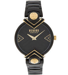 Часы круглой формы с черным металлическим браслетом Versus