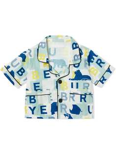 Burberry Kids льняная рубашка с короткими рукавами и принтом логотипа