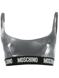 Moschino спортивный топ с эффектом металлик и логотипом