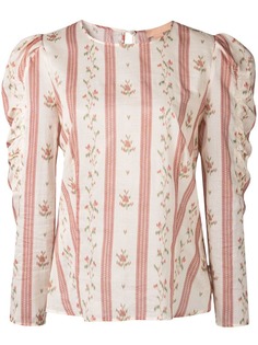 Brock Collection полосатая блузка с цветочным принтом