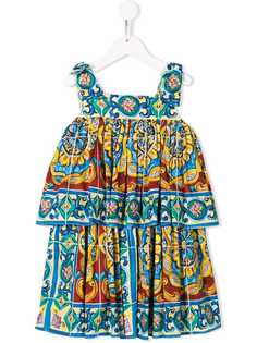 Dolce & Gabbana Kids ярусное платье с принтом
