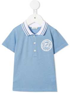 Fendi Kids рубашка с логотипом и полосками на воротнике