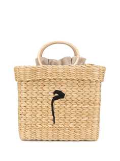Poolside embroidered woven tote bag