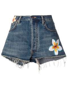 Alanui джинсовые шорты с цветочными нашивками