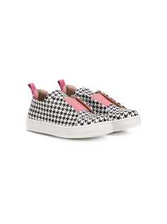 Gallucci Kids Houndstooth Sneakers with Pink Details