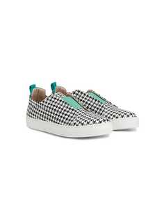 Gallucci Kids Houndstooth Sneakers with Green Details