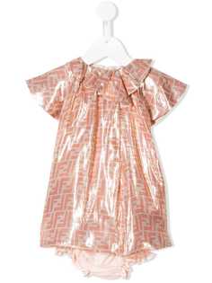 Fendi Kids расклешенное платье с монограммой