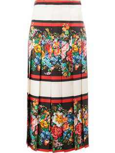 Gucci плиссированная юбка с цветочным принтом