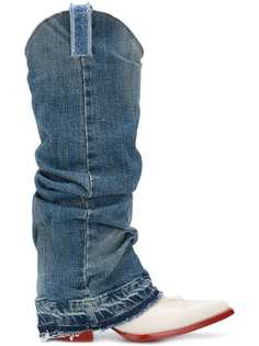 R13 джинсовые сапоги в ковбойском стиле