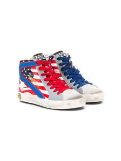 Golden Goose Kids высокие кеды USA Flag