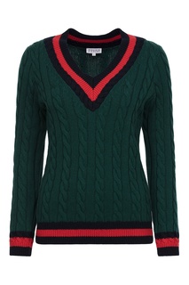 Зеленый пуловер с отделкой Claudie Pierlot