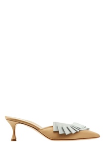 Бежевые мюли Finamu с отделкой Manolo Blahnik
