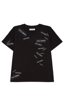 Черная хлопковая футболка с отделкой Dolce&Gabbana Children