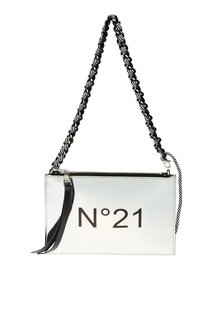 Серебристая сумка с черным логотипом No21