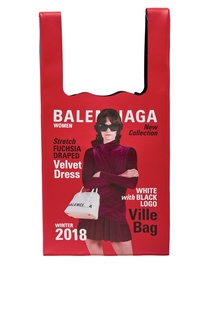 Кожаная сумка с принтом Winter 18 Campaign Supermarket Balenciaga Man