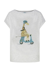 Светло-серая футболка «Жираф на скутере» Lisa&Leo