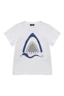Белая футболка с принтом акулы Il Gufo
