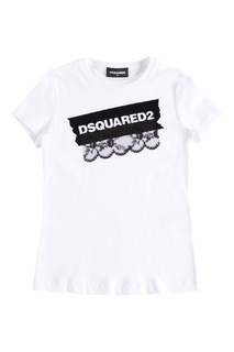 Белая футболка с логотипом Dsquared 2 Children