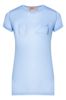Голубая футболка с логотипом в тон No21