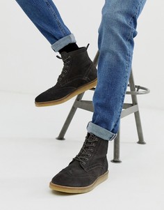 Серые замшевые ботинки-броги с натуральной подошвой ASOS DESIGN - Серый