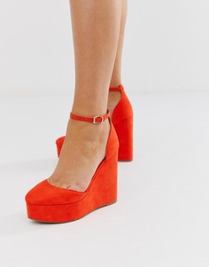 Туфли на танкетке ASOS DESIGN - Pressure - Красный