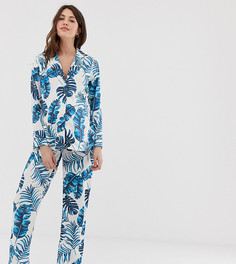 Пижама с пальмовым принтом из 100% вискозы ASOS DESIGN Maternity - Синий