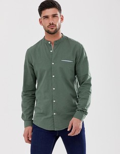 Рубашка цвета хаки с воротником на пуговице Pull&Bear - Зеленый