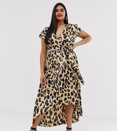 Платье миди с леопардовым принтом AX Paris - Мульти