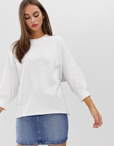 Белый выбеленный свитшот с широкими рукавами ASOS DESIGN - Белый