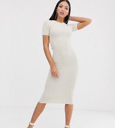 Бежевое трикотажное платье-футболка миди ASOS DESIGN Tall - Светло-бежевый