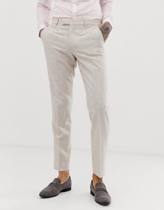 Узкие твидовые брюки с добавлением шерсти Harry Brown wedding - Кремовый
