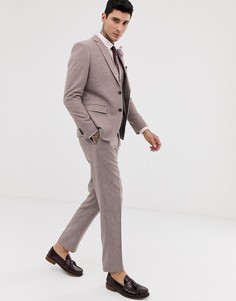 Узкие твидовые брюки с добавлением шерсти Harry Brown wedding - Розовый
