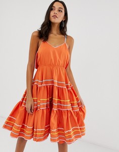Приталенное платье с вышивкой Forever Unique - Оранжевый