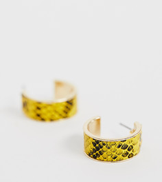 Эксклюзивные серьги-кольца с отделкой под змеиную кожу желтого цвета Liars & Lovers - Желтый