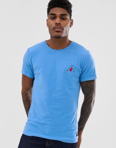 Синяя приталенная футболка с вышивкой Blend - Синий