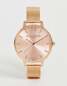 Розово-золотистые часы с сетчатым браслетом и эффектом солнечных лучей Olivia Burton - OB16BD102 - Золотой