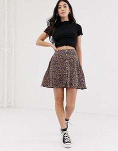 Юбка с цветочным принтом New Look Petite - Черный