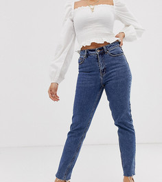 Прямые джинсы с завышенной талией и необработанным краем Only Petite - Темно-синий